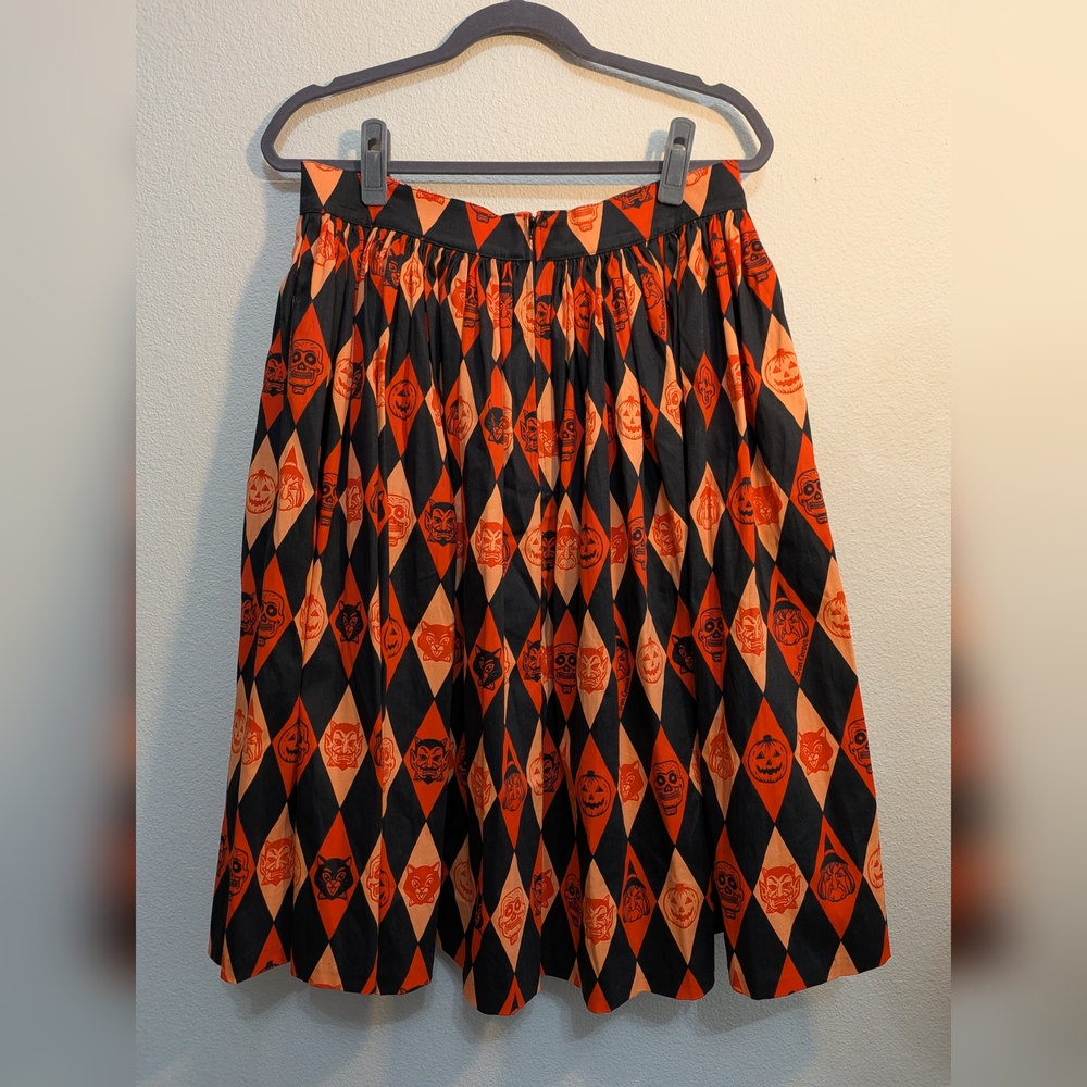 Vixen by Micheline Pitt Orange and Black Diamond Skirt - Picture 3 of 4